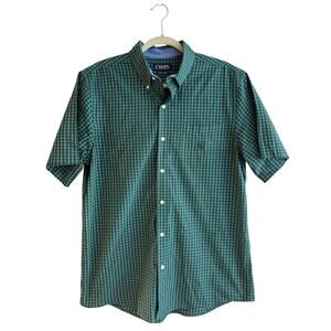 Chaps Men’s Short Sleeve Button Up Plaid Casual Top size Large